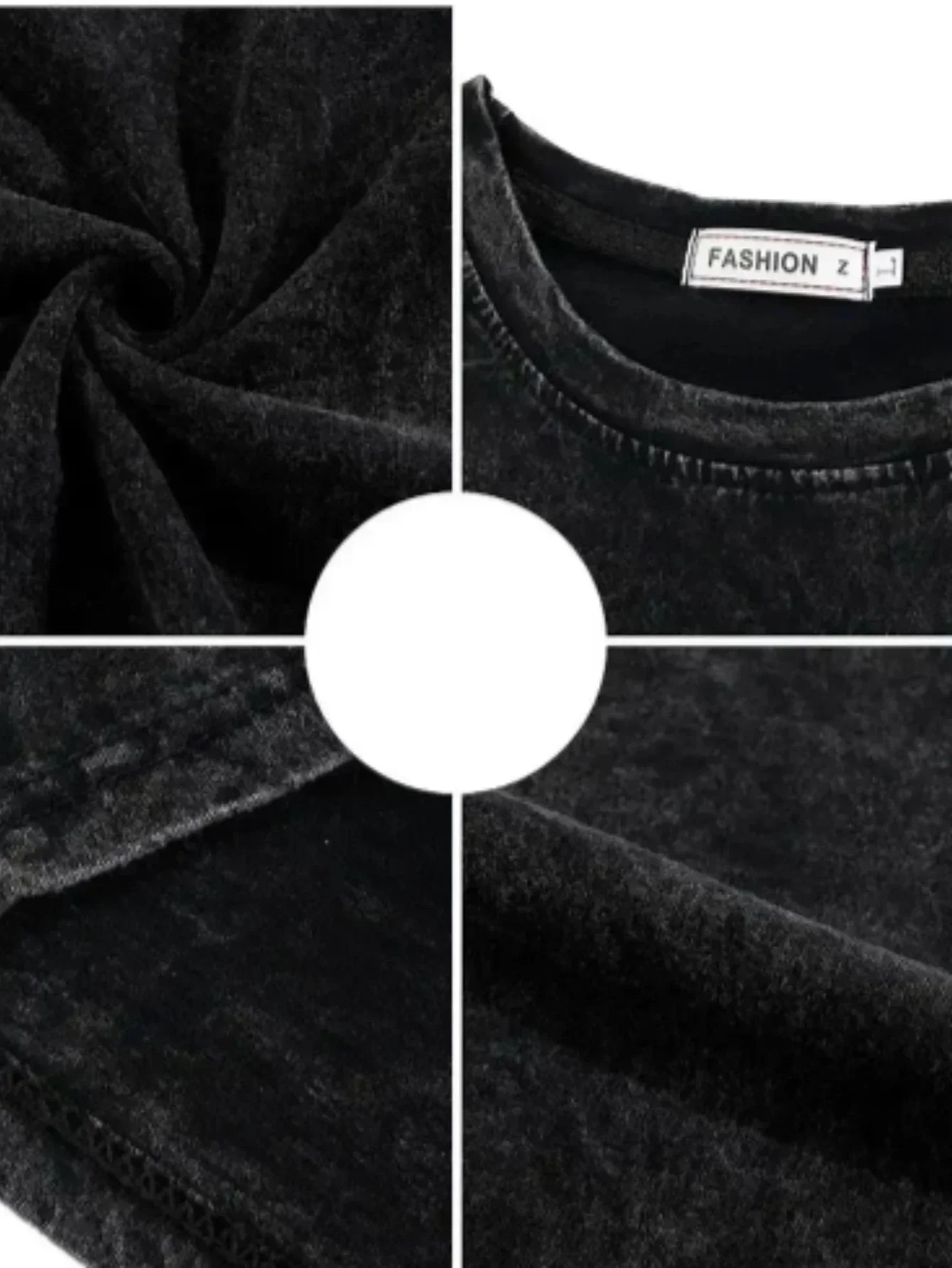 OKLAHOMA Camiseta negra lavada con cuello redondo para hombre, cómoda y holgada para hombres y mujeres, perfecta para invierno y Navidad