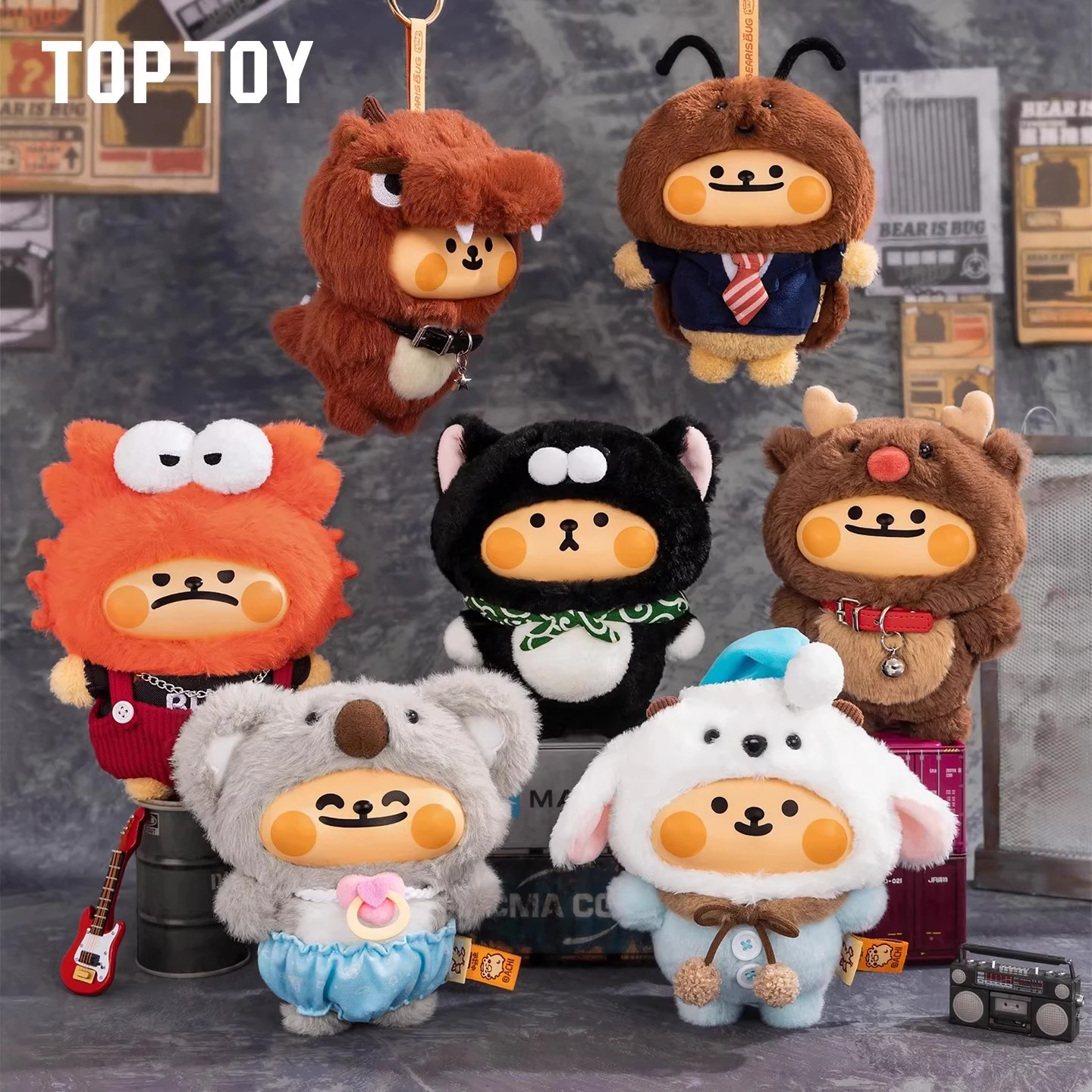

In Stock TOPTOY Little Bear Insect Glue Plush Blind Box Abstract Insect Life Series Mysterious Box Bag Pendant Vinyl Dolls Gift