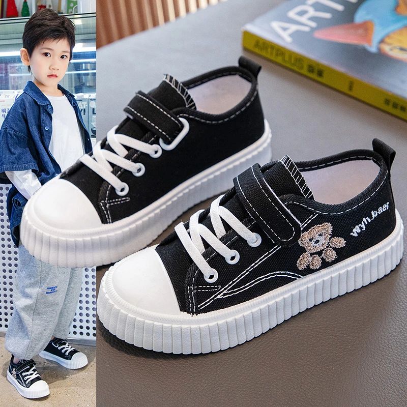 Kids Canvas Flat Skateboard Walking Shoes Boy Girl Children's Light Sports Casual Sneakers Summer Autumn Running Tennis Trainer