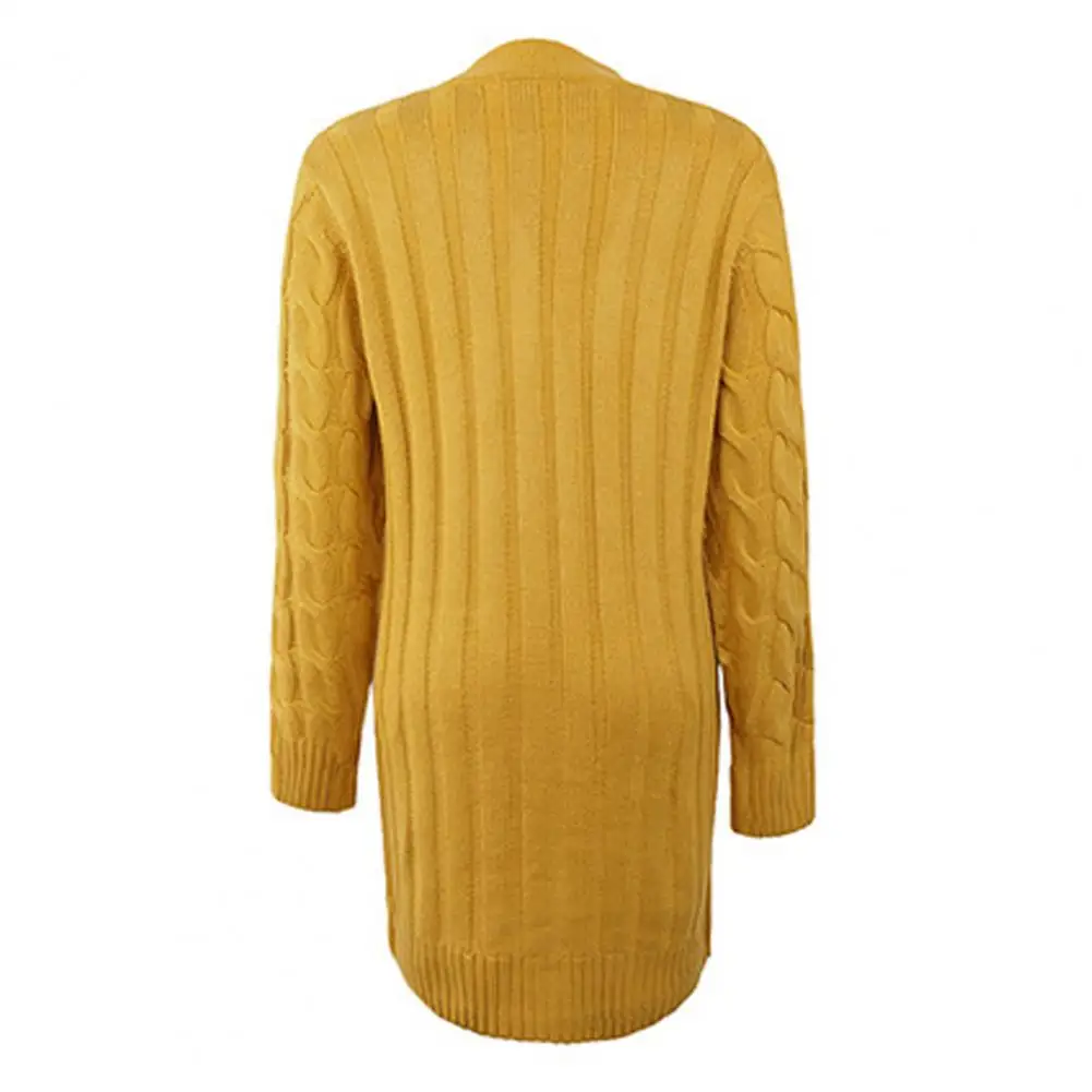 

Модная трикотажная куртка на пуговицах, мягкая имитация строгого стиля, Однотонный свитер-пальто средней длины