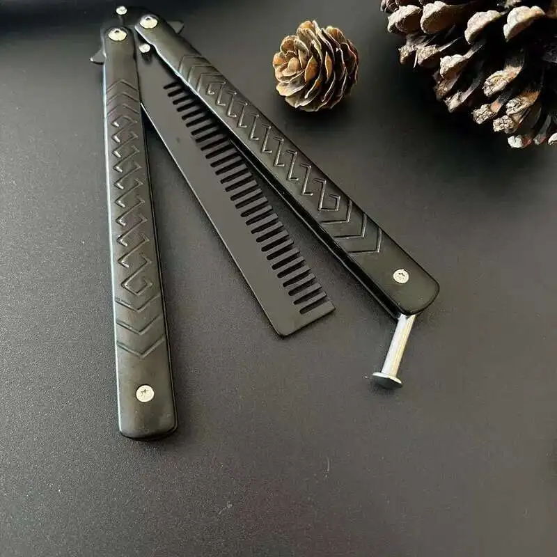 Fish scale handle Foldable Knife Stainless Steel Practice Training Butterfly  Knife  CSGO Balisong Training Tool Practice Knife