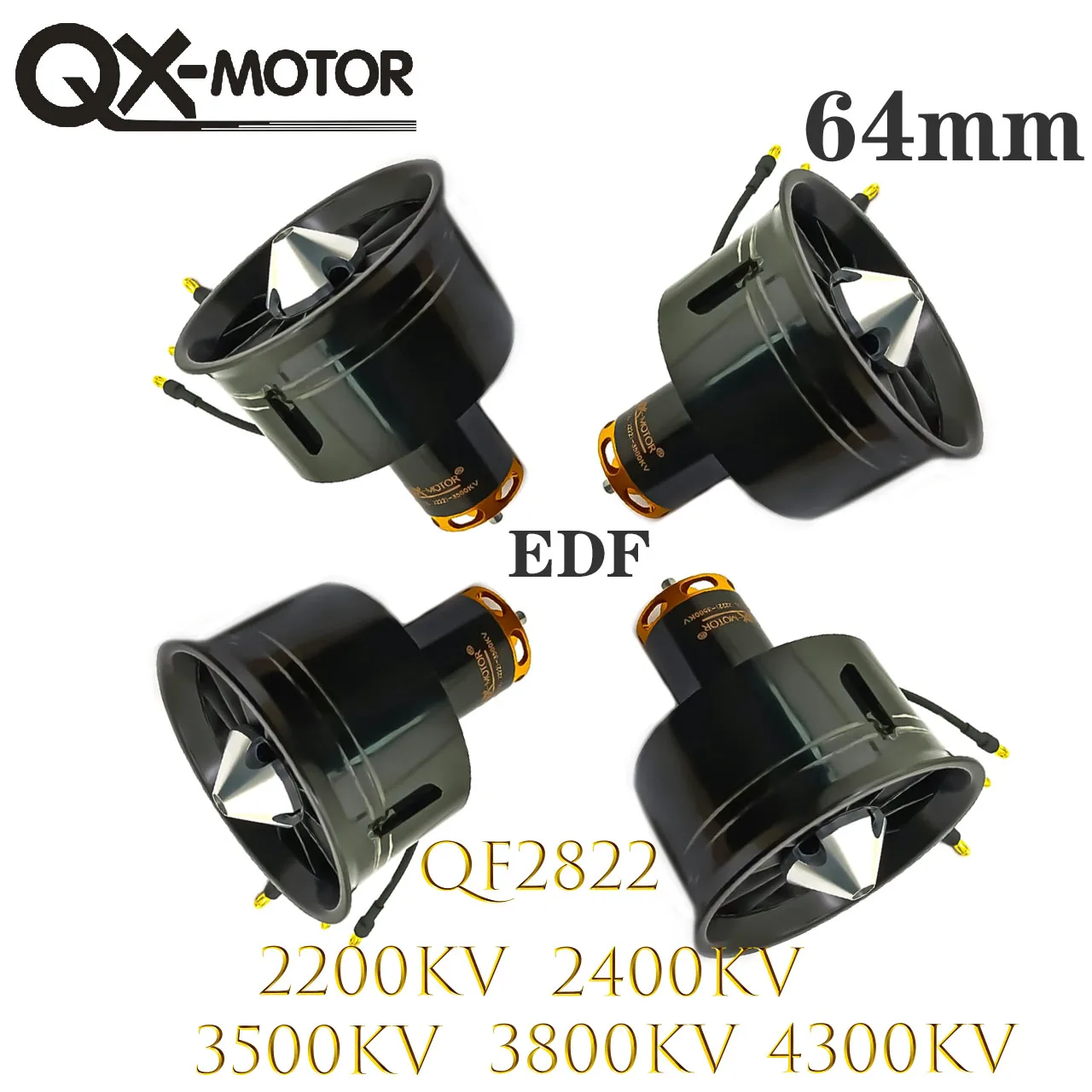 QX-MOTOR 64mm EDF 12-łopatkowy wentylator kanałowy QF2822-2200KV 2400KV 3500KV 3800KV 4300KV Silnik bezszczotkowy Zastosowanie 60A/80A 6S ESC