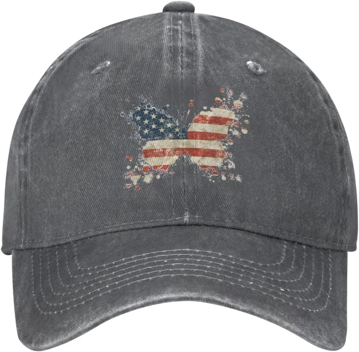 العلم الأمريكي فراشة المتعثرة قبعة بيسبول خمر غسل قابل للتعديل القطن أبي قبعة للجنسين عارضة