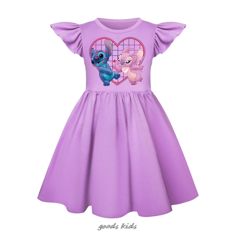 Vestido y bolso de manga de mosca de Lilo y Stitch para niña, disfraz de Cosplay para niños, trajes de princesa para fiesta de cumpleaños