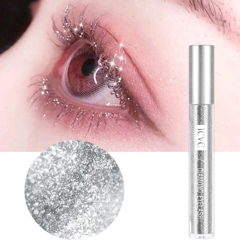 Diamond Glitter Mascara - Galaxy Shimmer & Sequins สูตรแห้งเร็วกันเหงื่อเพื่อความดัดผมและวอลลุ่มยาวนาน (1 ชิ้น)