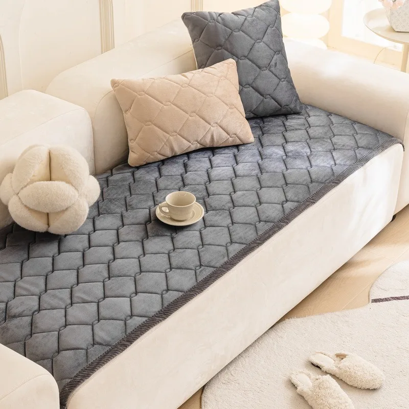 

1PC Thicken Plush Sofa Cover Nordic Style Furniture Protector Universal Non-slip Couch Blanket Tatami Mat for Living Room Decor