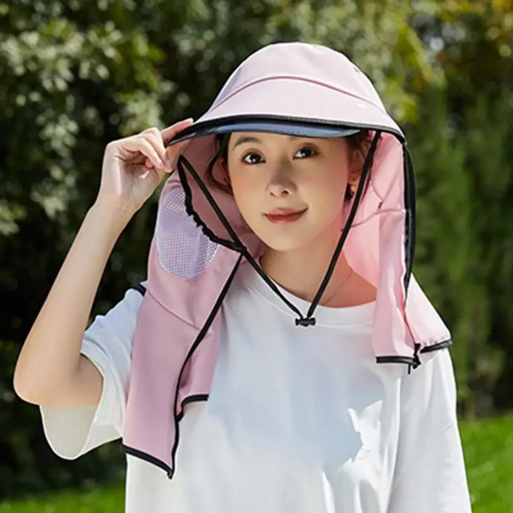 للنساء في الهواء الطلق قبعة الشمس للصيف بلون الأشعة فوق البنفسجية حجب قبعة تنفس حافة منحنية الأشعة فوق البنفسجية حماية تعديل قبعة 2 قطعة