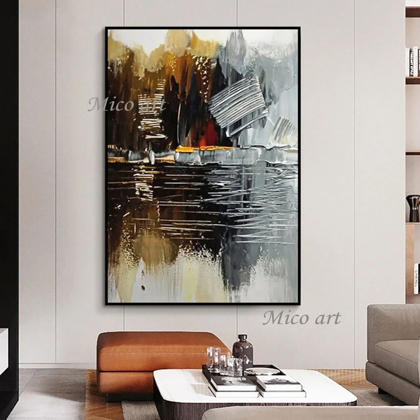 

Modern Wall Pictures Unframed Abstract Texture Oil Paintings on Canvas Living Room Decor, Latest Arrival Art Gallery Showpiece