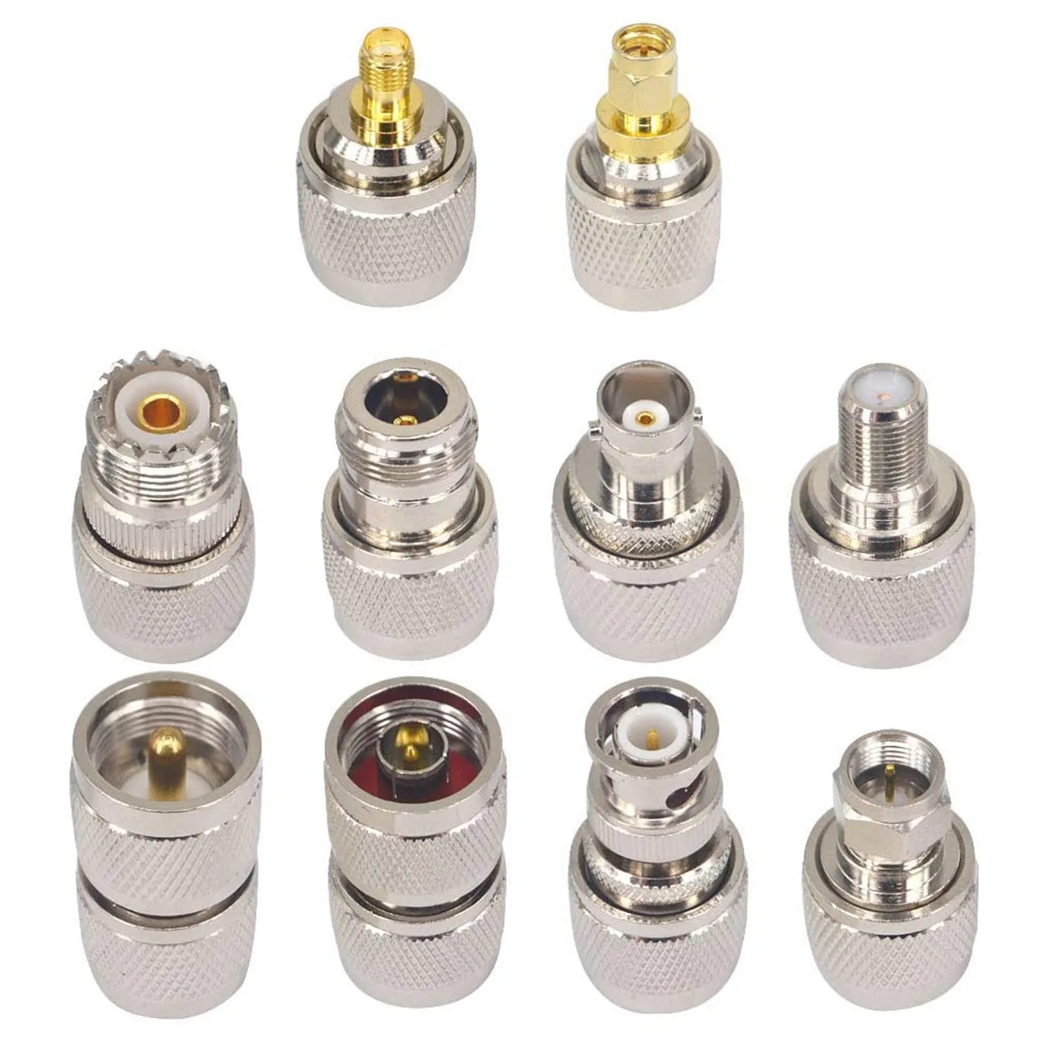 A75Q-20PCS RF Coaxial Connector Kit UHF SO239 PL259 Adapter Set UHF To SMA/BNC/N/UHF/F Adapter Coax Adapter For CB Antenna