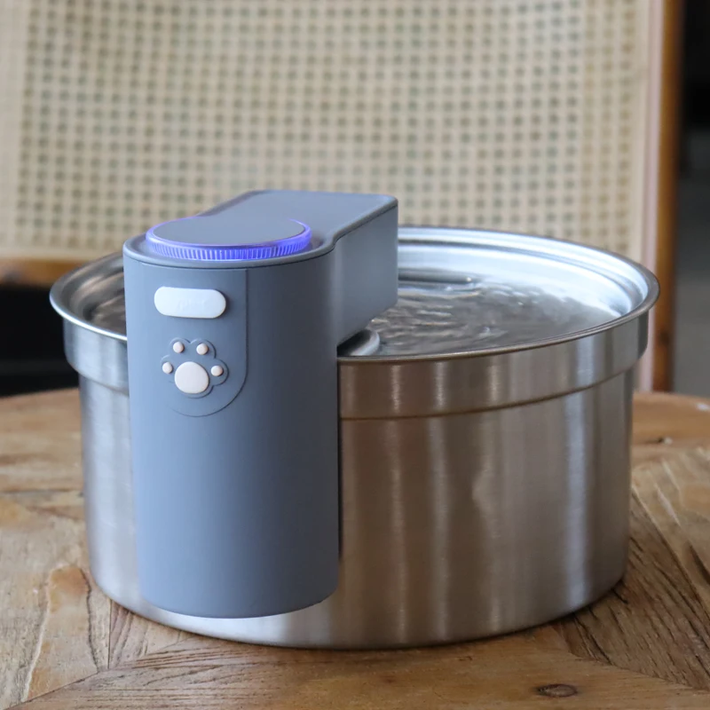 

5L Water Level Window Cat Automatic Stainless Steel Fountain Auto Power-off Fountain With LED Light Non-slip Mat Dog Dispenser