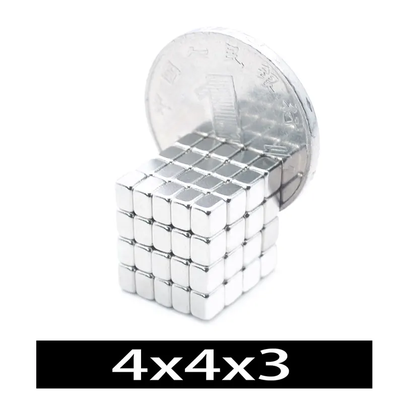 10/50/100/200/500/1000Pcs 4x4x3 Block Neodymium Magnet 4mm x 4mm x 3mm Super Strong Cube Rare Earth Magnets 4*4*3 imanes new