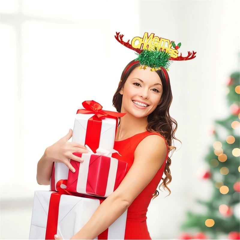 Light Up เทศกาลสำหรับเด็กผู้ใหญ่คริสต์มาส Reindeer Antlers Hairhoop ฉลองวันหยุด Headwear Party Dropshipping