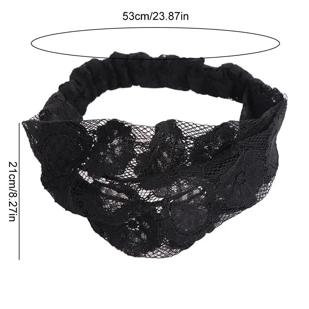 Fashion Non Slip Mesh Flower Headband Hollow Lightweight Lace Hairbands Hair Accessories Headdress Wide Side Head Wrap Mother