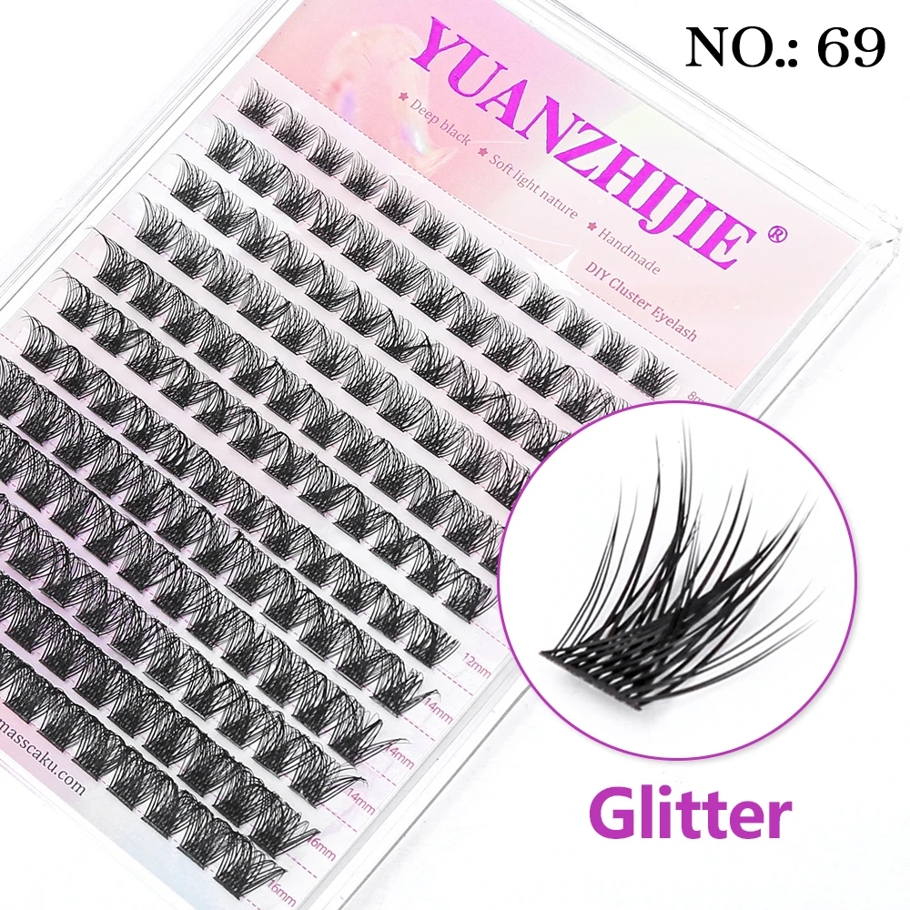 YUANZHIJIE DIY 120 STKS Cluster Wimpers 3D Natuurlijke Bos 8-16mm D Krul Gesegmenteerde Beam Individuele Nertsen getufte Wimper Fijne Lash Tip