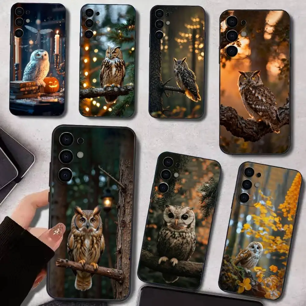 

Funny Cute Owl Phone Case For Samsung S25,S24,S21,S22,S23,S30,Ultra,S20,Plus,Fe,Lite,Note,10,9,5G Black Cover