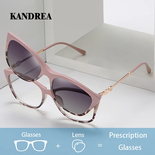 KANDREA, gafas de lectura graduadas con Clip magnético para mujer, gafas de sol polarizadas, gafas ópticas antiluz azul para miopía 96035