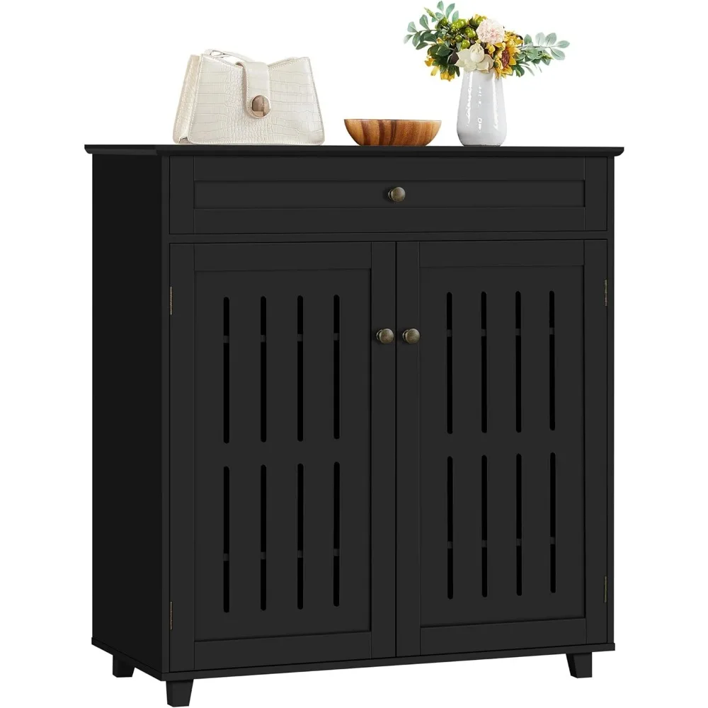 Kaffee-Barschrank, Badezimmerschrank mit 1 Schublade und verstellbarem Regal, Küchenbuffet-Aufbewahrungsschrank für das Heimbüro, Schwarz