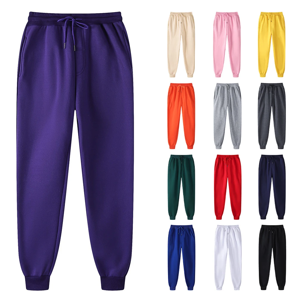 

Baggy Fleece Joggers Pants Unisex Active Wear Men Trackpants Casual Trousers Wholesale Plain Purple Pants For Men Pantalon Homme