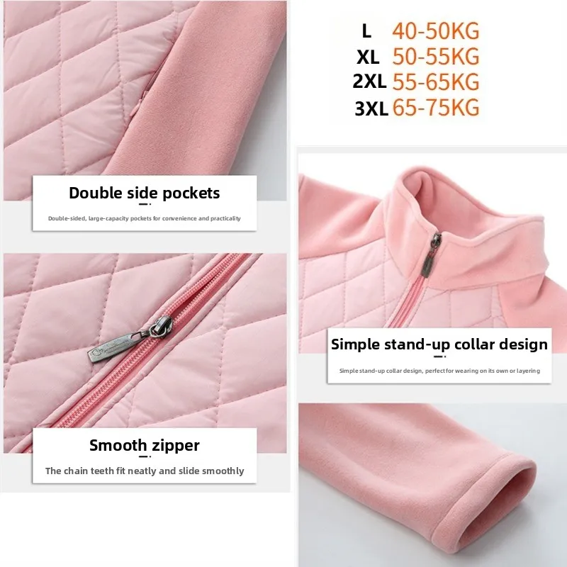 Women's Coats Cotton-Padded Quilted Patchwork Fleece Windproof Lightweight Zip-up Sweatshirt Pockets Sports Autumn Winter Jacket