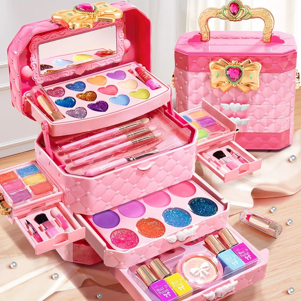 

Musical Childrens Cosmetic Suitcase Toy Set for Girls Birthday Gift Little Princess Makeup Box with Nail Polish 124