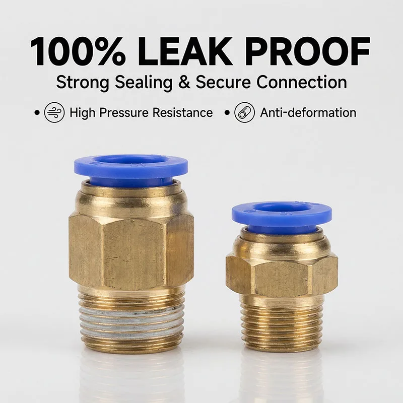 

PC Metric thread Air Pneumatic Fitting Quick Connector Male Thread 1/4 1/2 1/8 3/8 Compressed Hose Tube Pipe 4/6/8/10/12mm