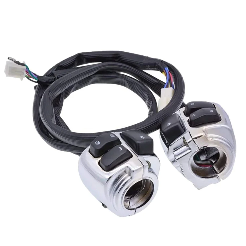 For  XL883 Sportster Dyna V-ROD Softail Motorcycle Handlebar Turn Signal Control Switch, 1 Inch 25Mm Accessories ,Silver