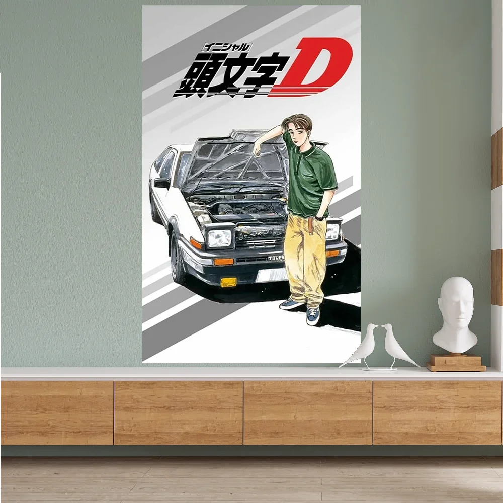 90x150cm I-Initial D animation retro logo suitable for family rooms, garages, gardens, travel flags