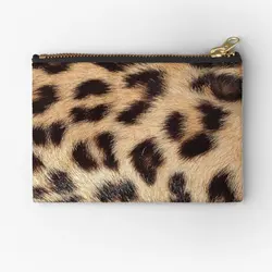 Leopard Print Fur Look Texture Trendy  Zipper Pouches Pure Women Socks Packaging Cosmetic Wallet Small Key Storage Pocket Bag