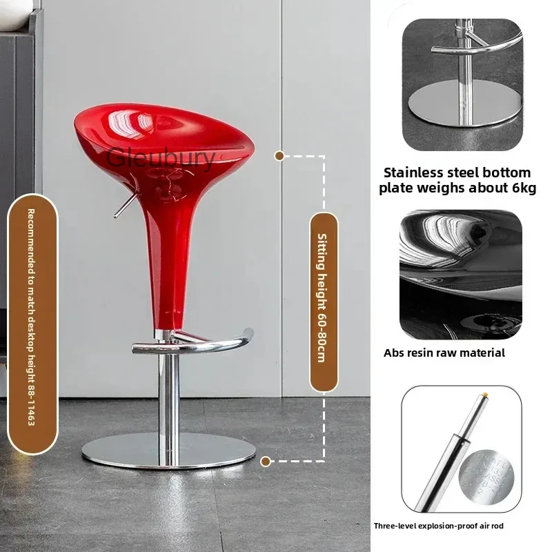 Red Nordic Bar Stools Ergonomic Banqueta Chaise Furniture Commercial Adjustable Height Bar Stool Industrial Silver Outdoor Chair