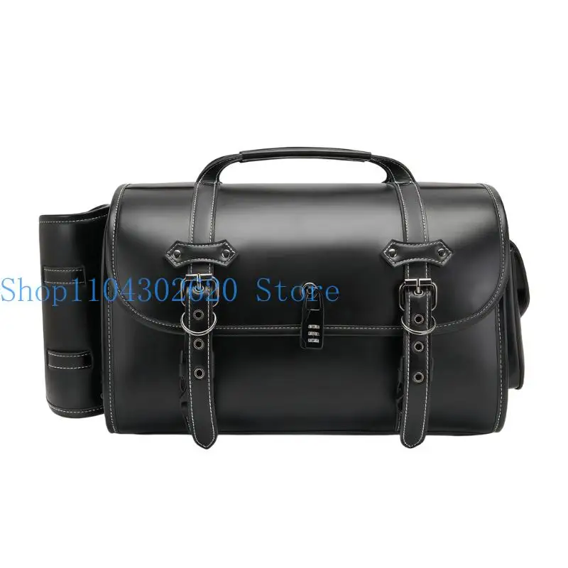 

02DE Universal Motorcycle Tail Bags PU Rear Luggage Bag Side Tool Bag Waterproof