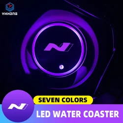 2pcs 7 Colorful Intelligent Led Water Cup Luminous Coaster For Hyundai N NLINE Tucson Santafe Solaris Creta Ix35 IX20 I30 Sonata