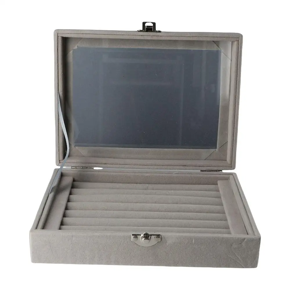 

Fashion Multifunction Ring Necklace Earring Velvet Storage Case Display Tray Holder Organizer Box Jewelry Show case