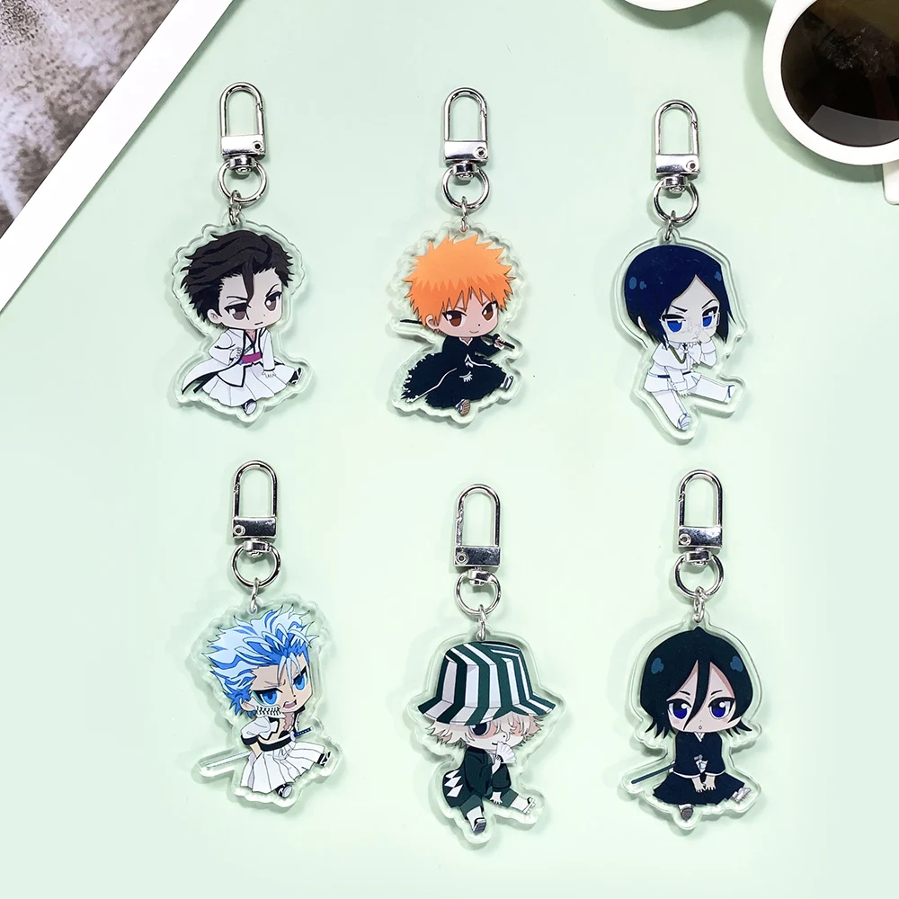 1/13Pcs Anime Characters Bleach Acrylic Car Keychain Accessories Cute Bag Charm Keyring Funny Backpack Pendant Decoration Gifts