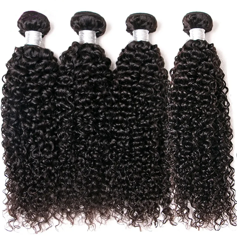 12A Kinky Curly Human Hair Bundles 1/3/4 Bundles Deal 8-30 นิ้วVirgin Human Hair Extensionsบราซิลสานมนุษย์ผมรวมกลุ่ม