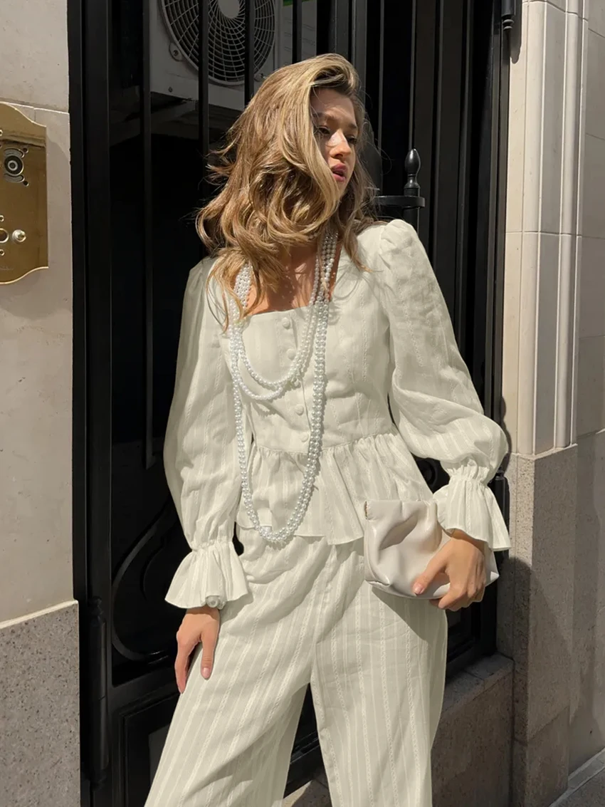 Marthaqiqi القطن الإناث ملابس خاصة مجموعة طويلة الأكمام منامة مثير ساحة طوق ملابس نوم السراويل عارضة المرأة ثوب النوم دعوى الشتاء #1