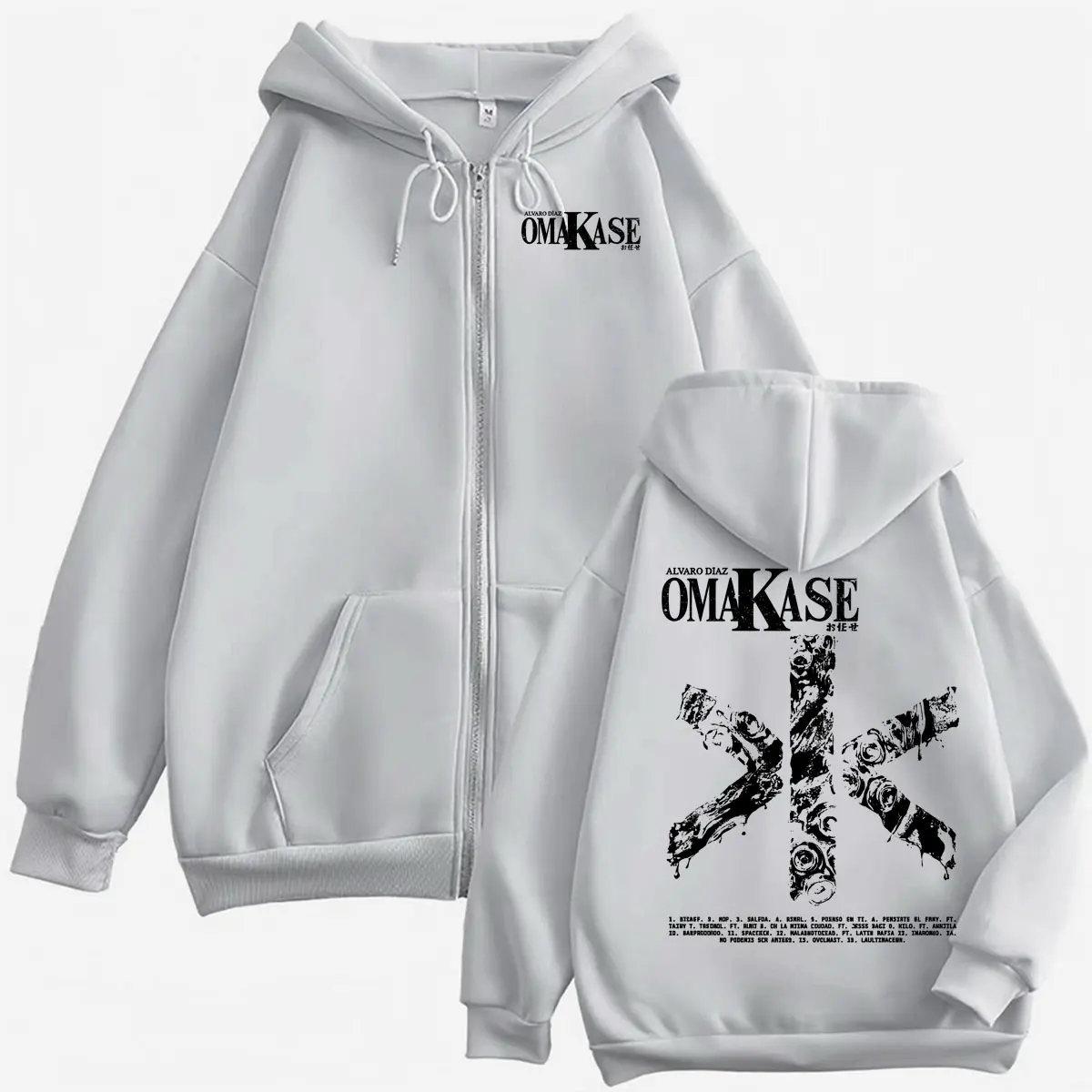 Alvaro Diaz Omakase Album 2026 Reißverschluss-Hoodies für Männer und Frauen, Hip-Hop-Pop-Musikjacke, Sweatshirts, Bodywarmer, gemütliche Kapuzenjacke mit Reißverschluss – Detail 6