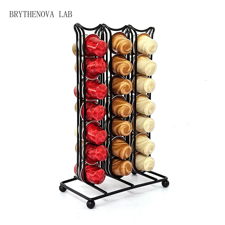 42pcs Silver Nespresso Capsule Holder Rotating Stand Caffee Shelf Organiser for Storage for Coffee Capsules