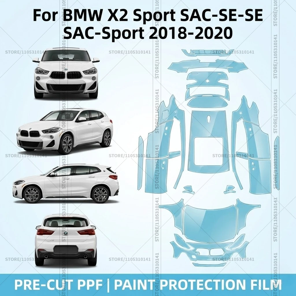 

For BMW X2 Sport SAC-SE-SE SAC-Sport 2018-2020 Pre-Cut Paint Protection Film PPF Transparent Car Film Automotive PPF