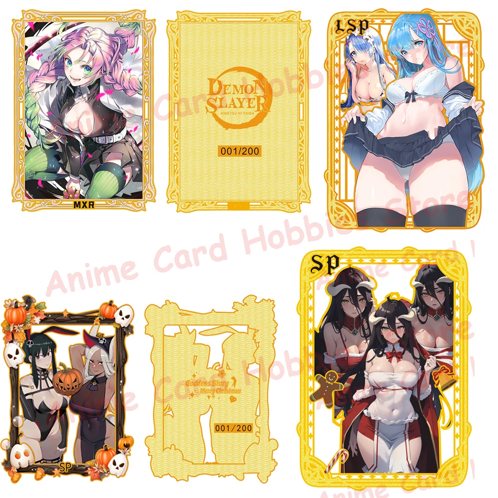 

Newest Goddess Story Naruto Dragon Card Tokisaki Kurumi Yor Gorger Makima Rem Power Anime Girl Bikini Metal Card Kids Toy Gift