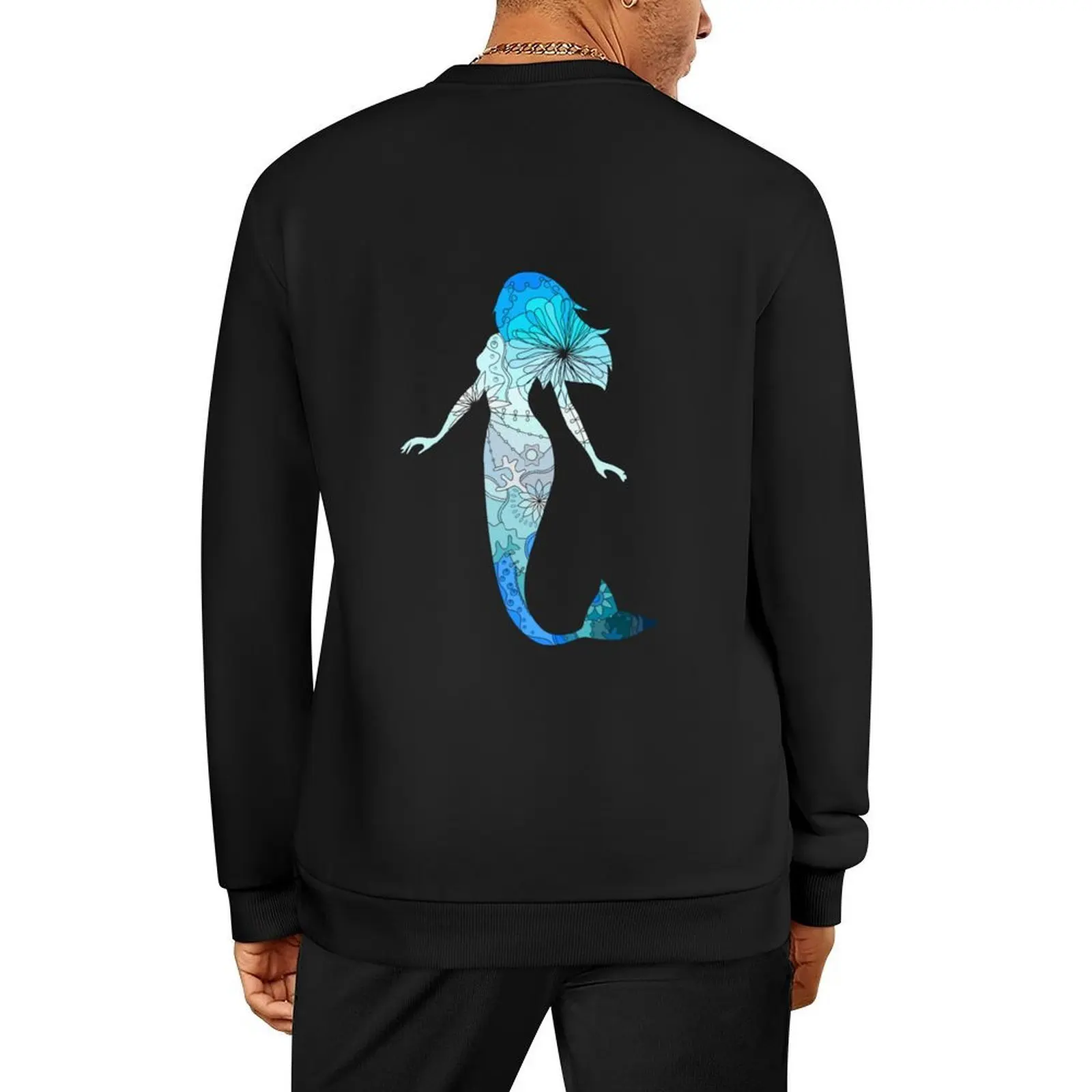

Mermaid in blue colors Pullover korean autumn clothes mens clothes men's sweat-shirt set tracksuit men anime sweatshirt