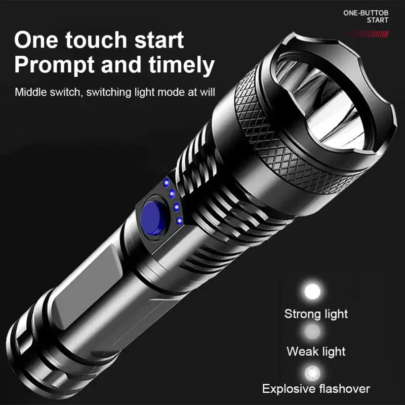 Ultra Powerful Flashlight 3000ma Usb Rechargeable Light Waterproof For Hunting Cycling Climbing Three Modes Lantern Portable