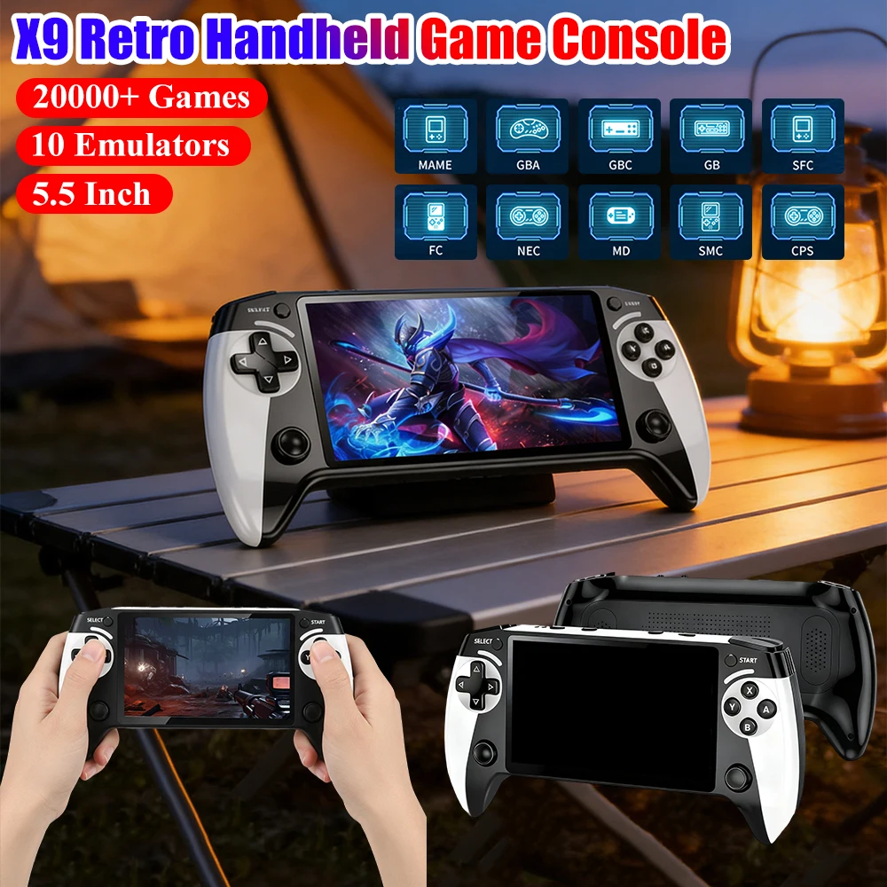 

5.5 Inch HD Screen Retro Game Console With Built-in 20000+ Games X9 Classic Video Gaming Consoles 5G+2.4G Handheld Game Player