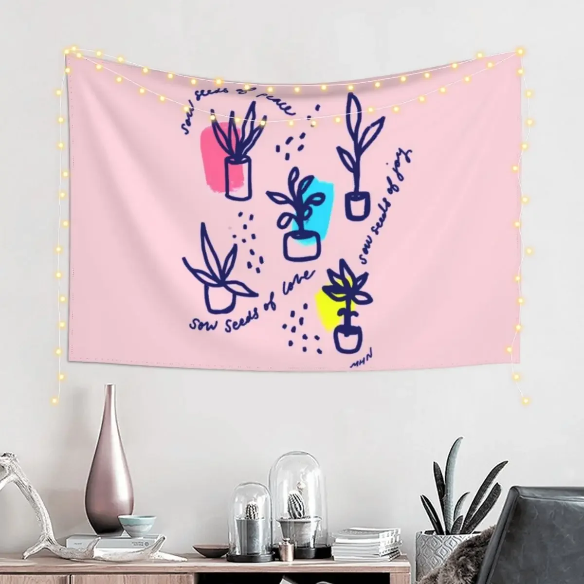 Sow Seeds of Peace, Love, and Joy - Original Artwork by Morgan Harper Nichols Tapestry Bedroom Decorations Tapestry