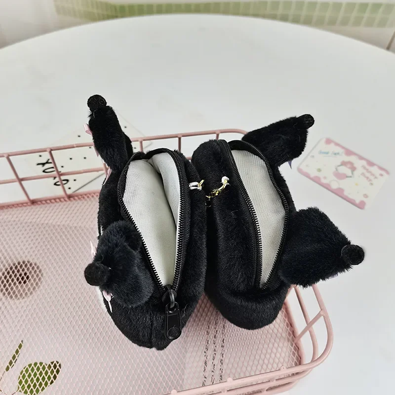 Sanrio Black Coin Purse Cute Kuromi Plush Keychain Kawaii Demon Kulomi Girl Bag Decoration Christmas Birthday Gifts for Kids