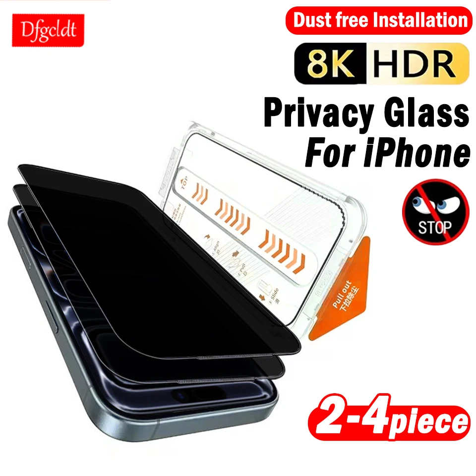 

Защитная пленка для экрана из 2-4 предметов для iPhone Air 17 16 15 14 13 13 Pro Max Plus 16e, без пыли, простой в установке комплект, антишпионское стекло