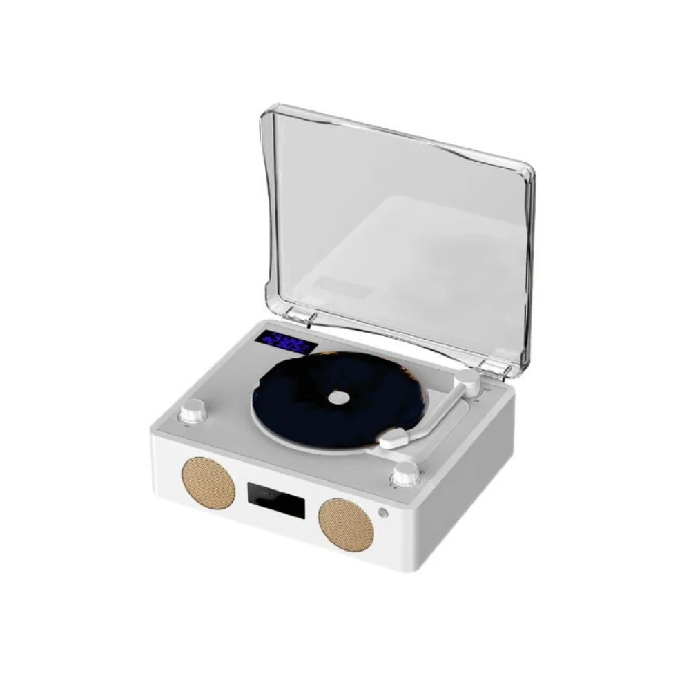 

Compact CD Player with Radio and Phonograph Features for Walkman and Home Mini White ABS Body with Simple Operation Interface