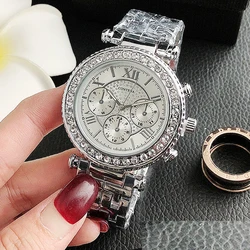 New Fashion Luxury Designer Brand Silver Watches Women Watch Ladies Stainless Steel Rhinestones Quartz Watch Female Wristwatches