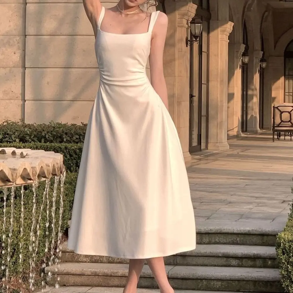 

Длинное платье-тюльпан в корейском стиле, трапециевидное платье Quinceanera с высокой талией, тонкое платье на бретельках без рукавов для девочек, вечерние