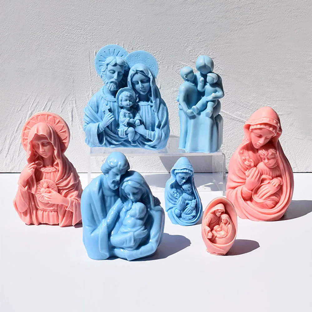 Candle Silicone Mold Colorful Mother And  Mold Holy Family Mold Artistic For Soap Making Religious Events Gifts