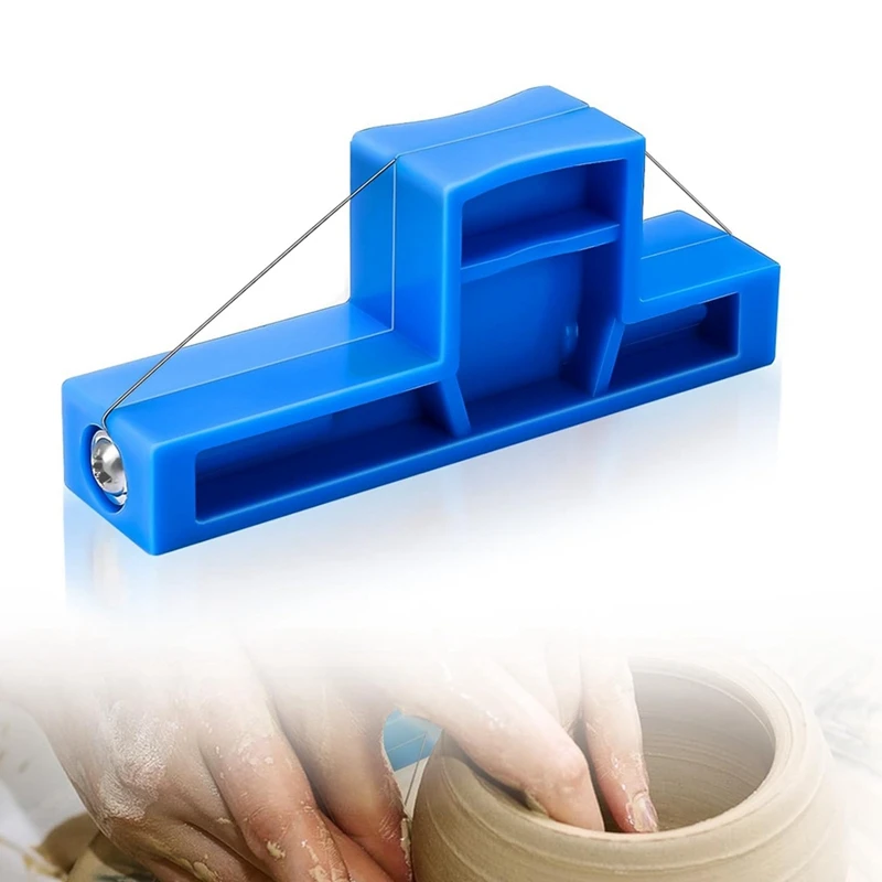 1 PCS Angle Cutting Clay Tool Steel Wire Bevel Cutter Small Pottery Angle Cutter Blue Plastic Pottery Trimming Tools